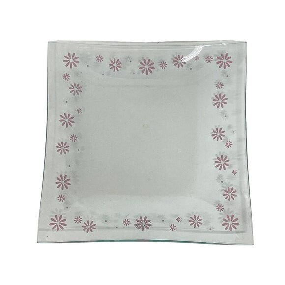 The Pampered Chef Pink Daisy Dessert Plates Set Of 4 #2819 7" Glass Pink Floral - Picture 2 of 5